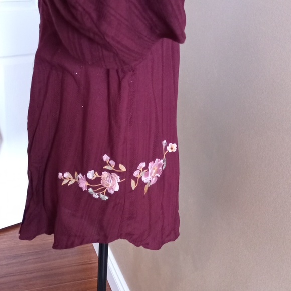 Sz L Know Rose Embroidered Rose Long Sleeve Button Linen Blend Top - Picture 4 of 15